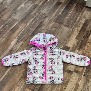 GAP Girls Pink & Gray Minnie Mouse Quilted Puffer Jacket